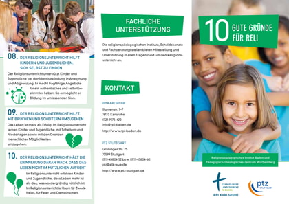 "10 gute Gründe für Reli" Flyer für den Religionsunterricht