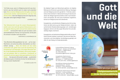 "Gott und die Welt" Flyer für den RU in der Berufsschule