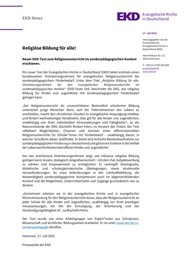 Pressemeldung zum neuen EKD-Text als PDF