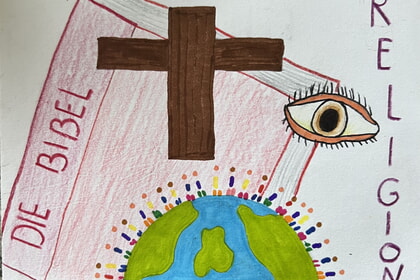 Schüler erstellen Postkarten zum Fach Religion